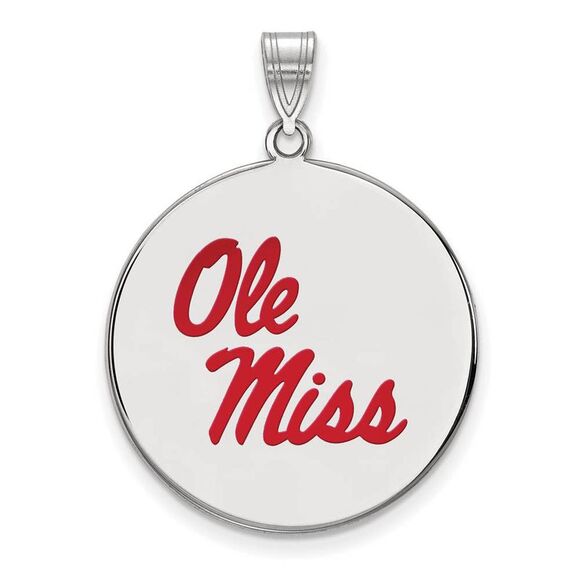 Sterling Silver U. of Mississippi XL Enamel Disc Pendant